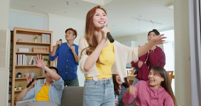 friends sing karaoke