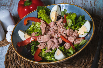 Tuna salad in a blue bow
