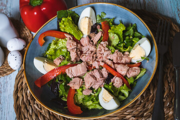 Tuna salad in a blue bow