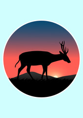 graphics drawing silhouette animal deer for logo vector illustration