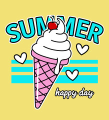 ICE CREAM ILLUSTRATION AND SUMMER TEXT