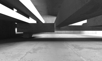 Dark Concrete Wall Architecture. Empty Room