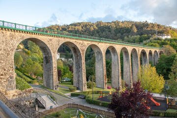 Fototapeta na wymiar Old railway bridge in Vouzela, Portugal