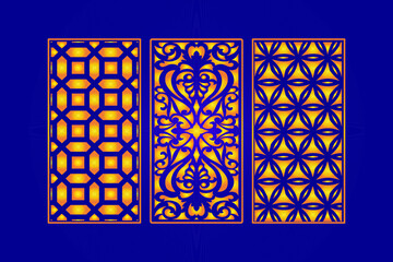 Decorative islamic Abstract Seamless Die Cut Floral Pattern Laser Cut Panels Gold Template