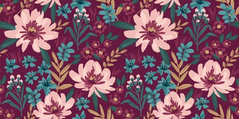 Badezimmer Foto Rückwand Floral seamless pattern. Vector design for paper, cover, fabric, interior decor and other © Nadia Grapes
