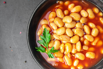 beans tomato sauce bean dish meal food snack on the table copy space food background