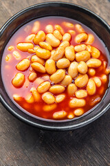 beans tomato sauce bean dish meal food snack on the table copy space food background