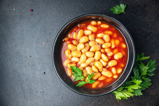 beans tomato sauce bean dish meal food snack on the table copy space food background
