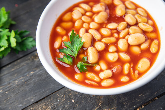 beans tomato sauce bean dish meal food snack on the table copy space food background