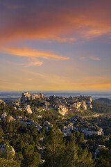 Medieval castle and village, Les Baux-de-Provence, Alpilles mountains, Provence, France