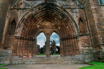 Fototapeta na wymiar Elgin's Holy Trinity Cathedral, Scotland, UK is a ruin of the 13th-century Catholic cathedral church, the seat of a bishop between 1224 and 1560, in Elgin. It was called the Lighthouse of the North