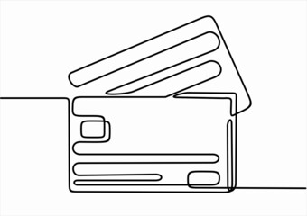 one line drawing of credit cards. Can used for logo, emblem, slide show and banner.