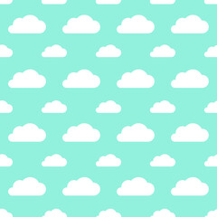 seamless pattern with clouds, flat vector illustration.
