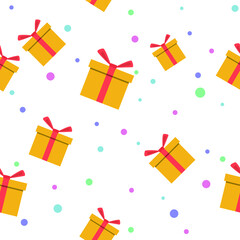 Gift box seamless Pattern Background, Flat Christmas Vector illustration