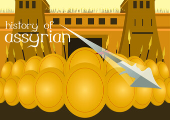 History of assyrian , flat vector illustration.