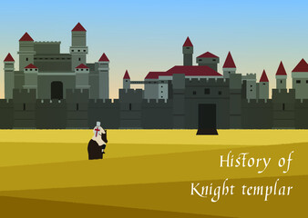 History of knight templar , flat vector illustration.