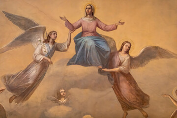Fresa. Virgin Mary with angels - obrazy, fototapety, plakaty
