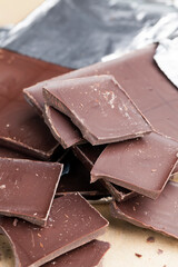 chocolate with cocoa and a high content of cocoa butter