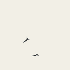 Business flying, vector concept. Symbol of success, ambition, motivation, growth. Minimal illustration.