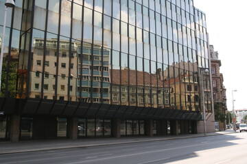 reflection in the windows of the building of houses from the other side of the street in Vienna