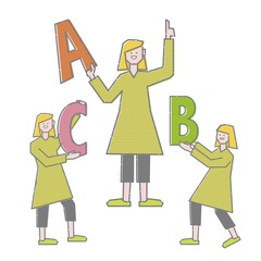 アルファベットを持つ英語の先生