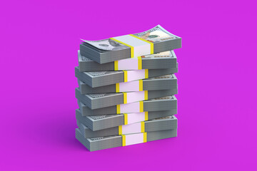 Stack of money. Payment of reparations. Damage compensation. Financial help. Budget planning. Customs duties. Attracting investment. Money management. Economic support. 3d render
