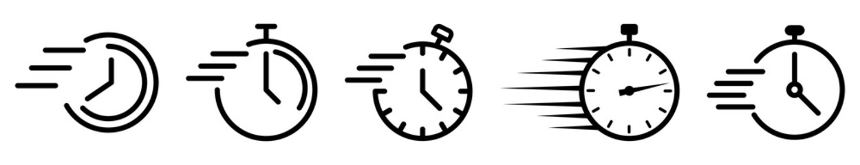 Speed timer icon set. Vector illustration isolated on white background - obrazy, fototapety, plakaty
