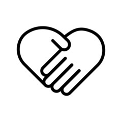 Heart-shaped handshake icon vector illustration