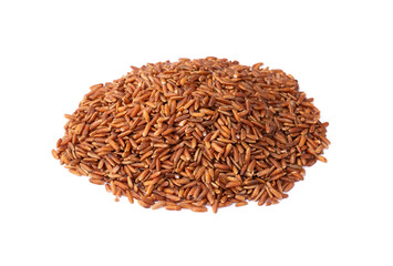 A pile of raw red rice isolated over white background