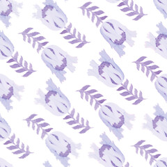 Seamless pattern. Raster illustration. Background with floral ornament for design. Watercolor pattern. Printing on paper or fabric. Design for postcard, wrapper, packaging or scrapbooking. Fashion.