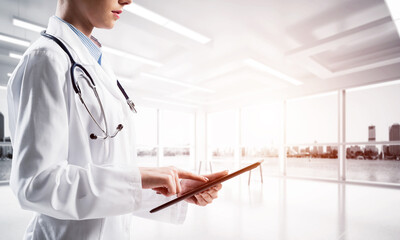 Modern medical industry presented by means of female doctor