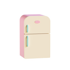 3d render soft pink refrigerator with transparent background