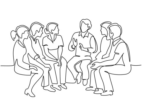 Group of people discuss ideas