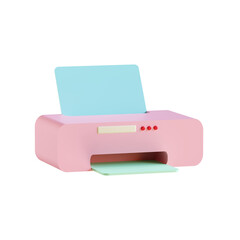 3d render soft pink printer with transparent background