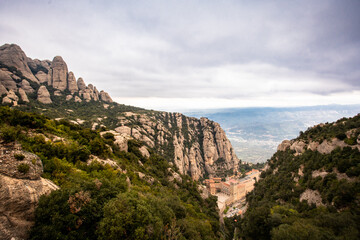 Fototapeta na wymiar Historic Montserrat Monastery in the mountains of Catalonia Spain