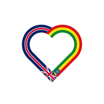 recommend clip art: unity concept. heart ribbon icon of united kingdom and ethiopia flags. vector illustration isolated on white background