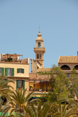 Fototapeta na wymiar Tower of the Convent of Santa Clara on the island of Palma de Mallorca, Spain