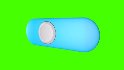 Hold switch button. 3D rendering animation on chroma key.