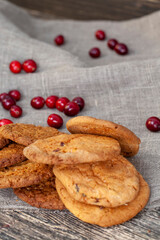 round wheat flour cookies with dried cranberries