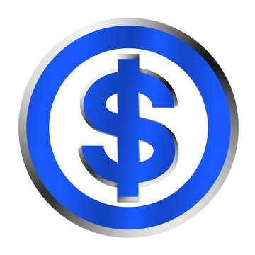 Dollar Sign Icon. Blue 3D Dollar Icon