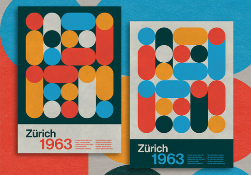 Minimalistic Poster Layout in International Style with Simple Geometric Shapes