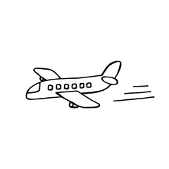 Fototapeta na wymiar Hand drawn airplane. Vector illustration. Silhouette