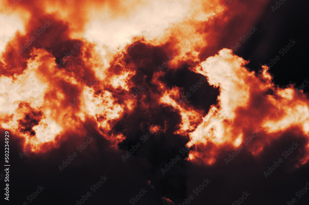 Wall mural the red sky background looked like smoke and fire. bomb violent.