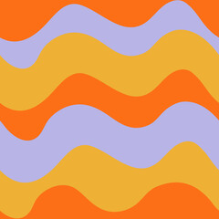 70s seamless vector pattern with abstract rainbow waves. Psychedelic background with colorful wavy lines. Fun groovy texture for surface design, wallpaper, wrapping paper, textile