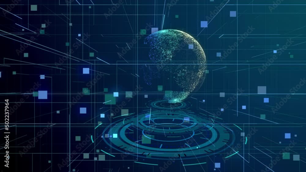 Canvas Prints technology background with hologram earth in a digital matrix