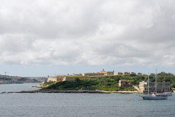 Fototapeta na wymiar Landscape of La Valleta from afar