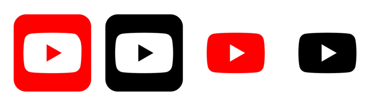 4 Variations Of Youtube Logo On A Transparent Background