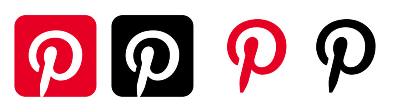 4 variations of Pinterest logo on a transparent background