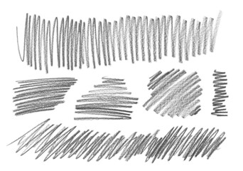 Set lines hatching grunge graphite pencil isolated on white