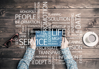 Close view of woman in checked shirt at her workplace